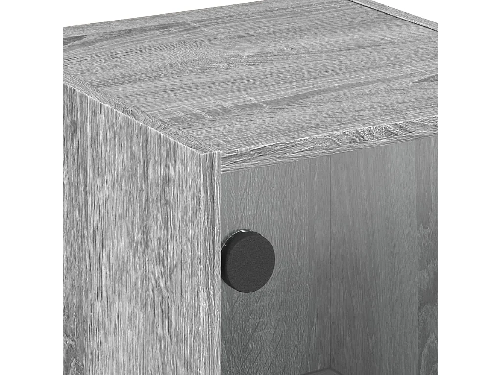 Table de chevet avec porte en verre sonoma gris 35x37x42 cm
