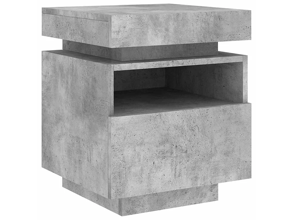 Armoires de chevet avec lumières LED 2 pcs gris béton