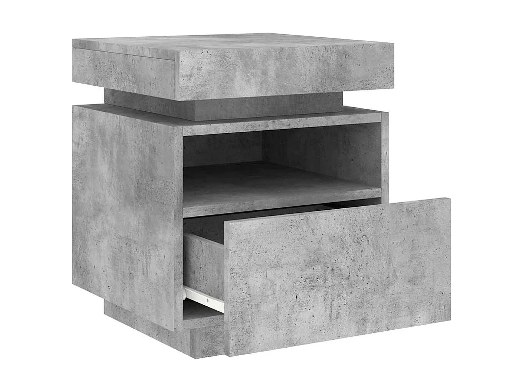 Armoires de chevet avec lumières LED 2 pcs gris béton