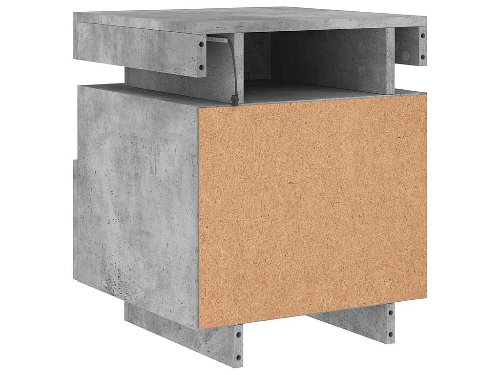 Armoires de chevet avec lumières LED 2 pcs gris béton
