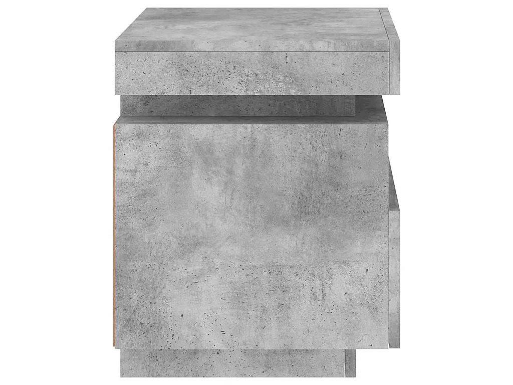 Armoires de chevet avec lumières LED 2 pcs gris béton