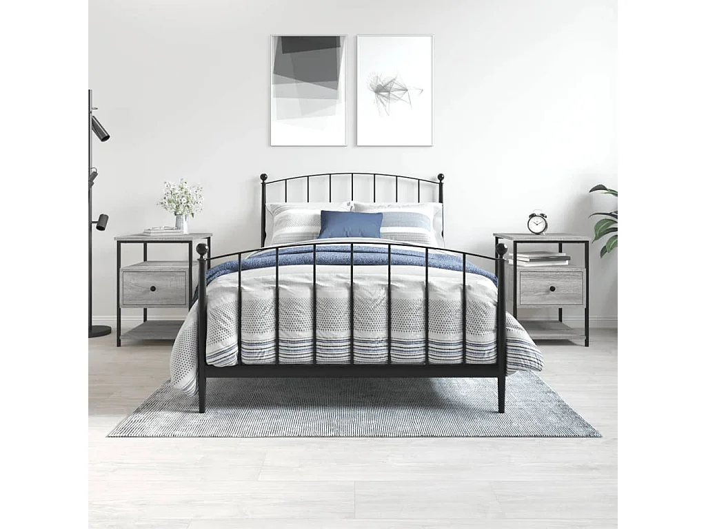 Nachtkastjes 2 st 40x42x56 cm bewerkt hout grijs sonoma eiken