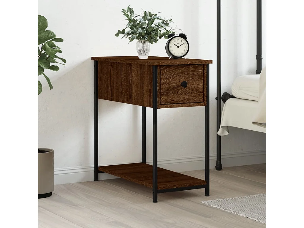 Table de chevet chêne marron 30x60x60 cm bois d'ingénierie