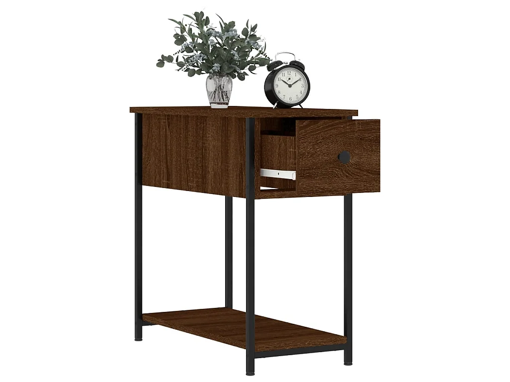 Table de chevet chêne marron 30x60x60 cm bois d'ingénierie