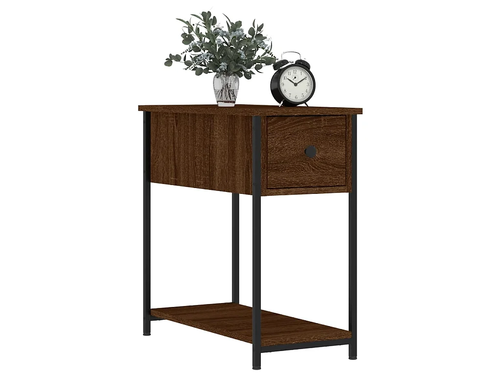 Table de chevet chêne marron 30x60x60 cm bois d'ingénierie
