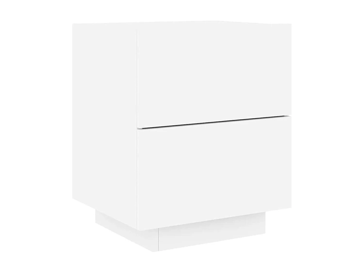 Armoires de chevet et lumières LED 2pcs blanc bois d'ingénierie