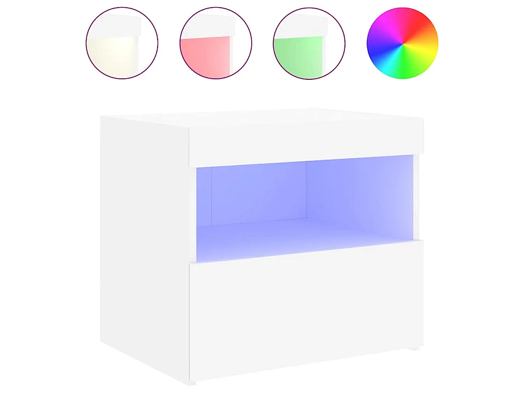 Nachtkastje met LED-verlichting 50x40x45 cm wit