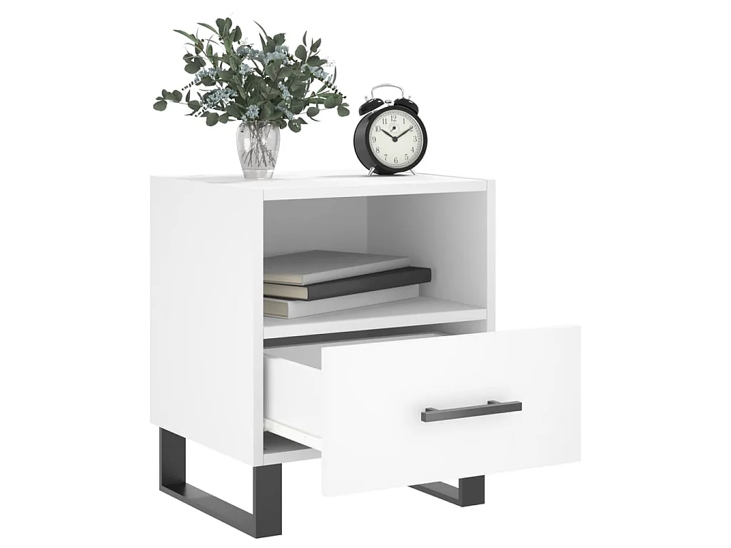 Comodino Bianco 40x35x47,5 cm in Legno Multistrato