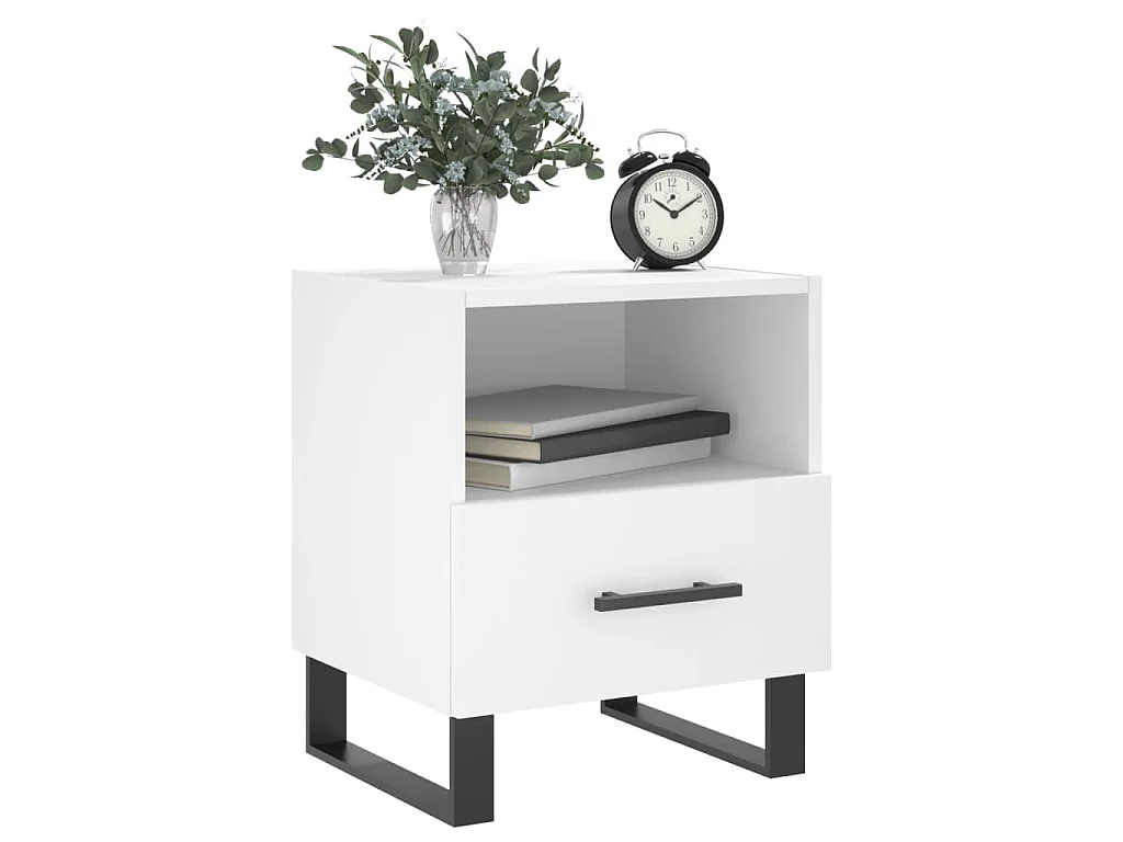 Comodino Bianco 40x35x47,5 cm in Legno Multistrato