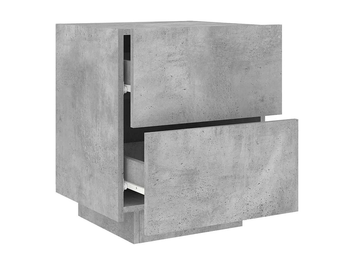 Armoire de chevet et lumières LED gris béton bois d'ingénierie