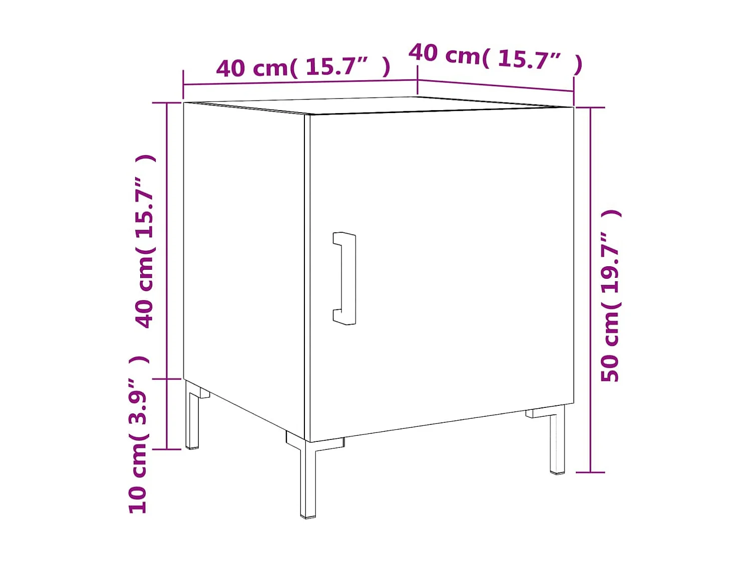 Table de chevet chêne fumé 40x40x50 cm bois d'ingénierie