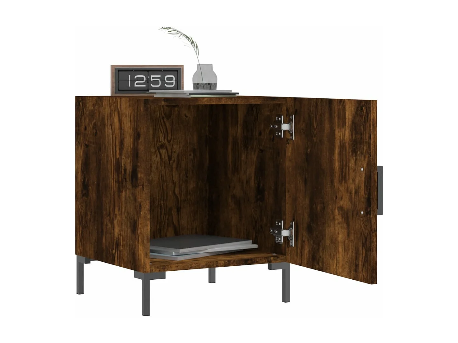 Table de chevet chêne fumé 40x40x50 cm bois d'ingénierie