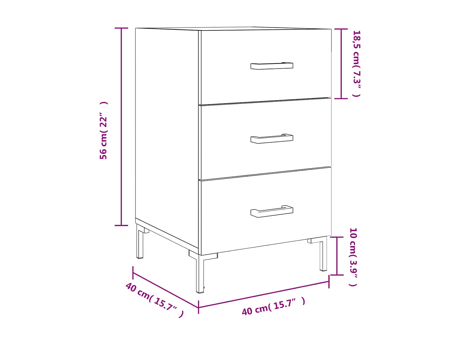 Mesita de noche madera de ingeniería roble Sonoma 40x40x66 cm