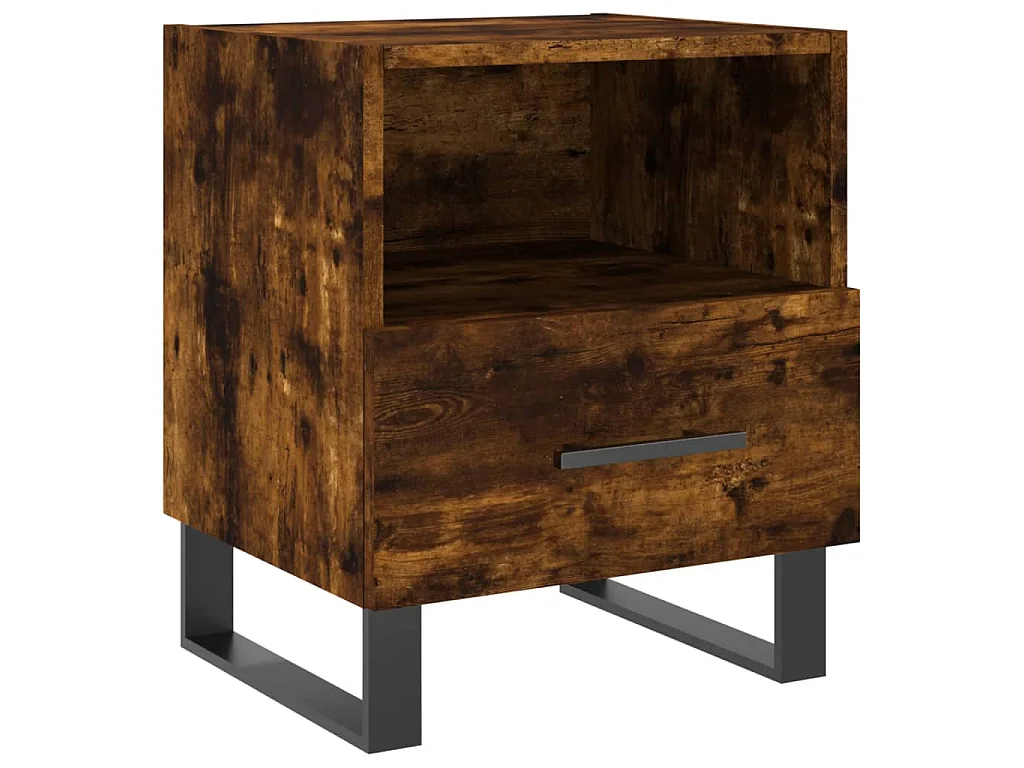 Table de chevet chêne fumé 40x35x47,5 cm bois d’ingénierie