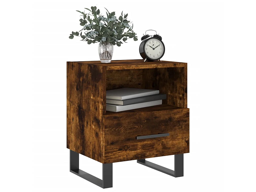 Table de chevet chêne fumé 40x35x47,5 cm bois d’ingénierie