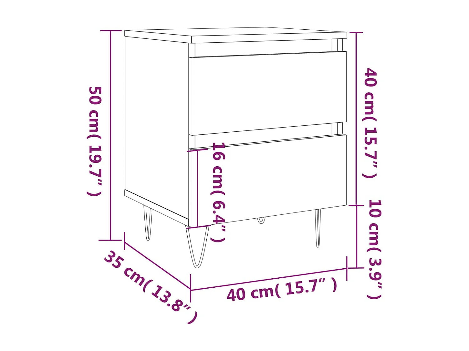 Mesas de cabeceira 2pcs 40x35x50 cm derivados de madeira preto