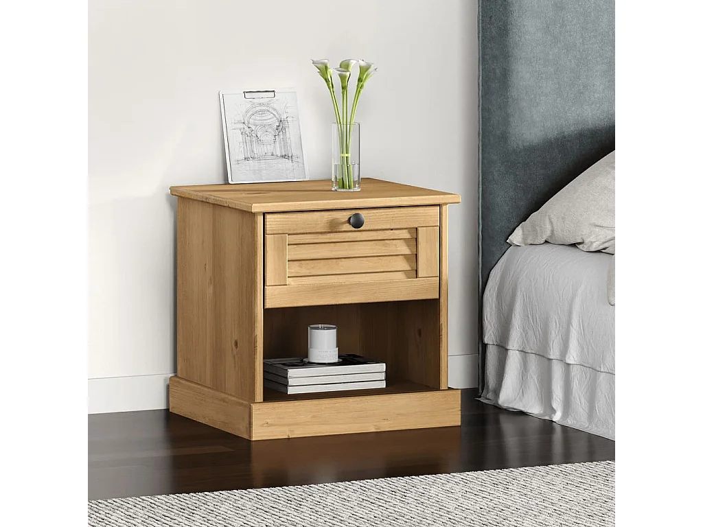 Comodino VIGO 42x35x42 cm in Legno Massello di Pino