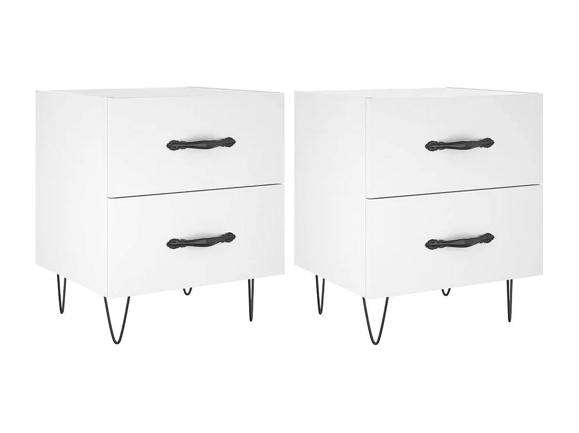 Tables de chevet 2 pcs blanc 40x35x47,5 cm bois d’ingénierie