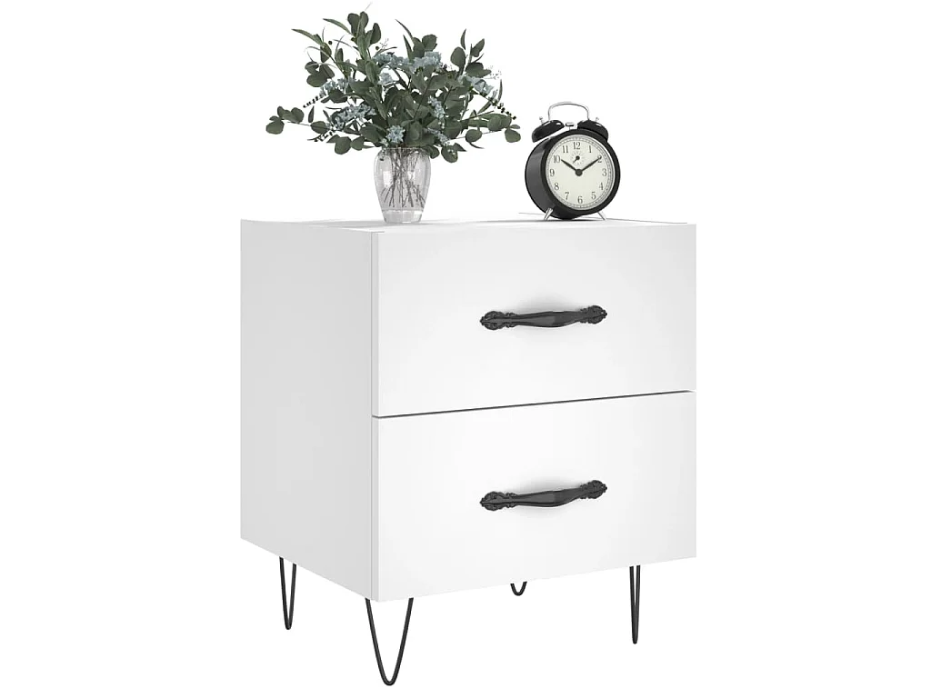 Tables de chevet 2 pcs blanc 40x35x47,5 cm bois d’ingénierie