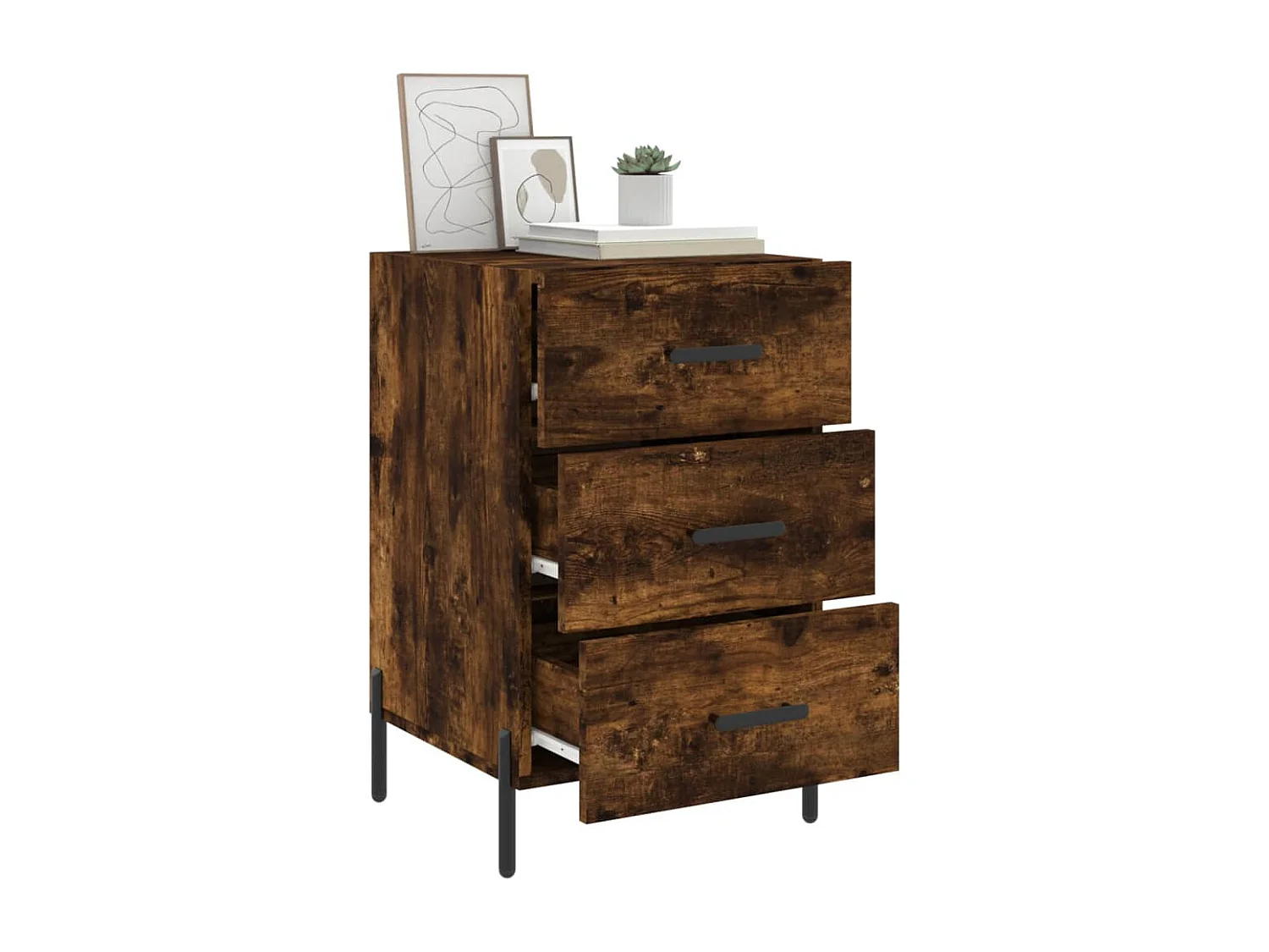 Mesa cabeceira 40x40x66 cm derivados de madeira carvalho fumado