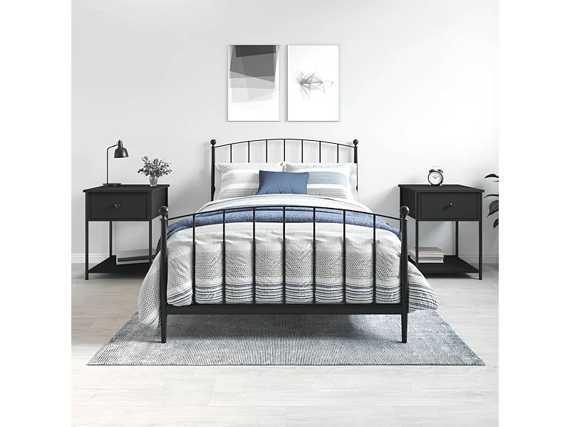 Nachtkastjes 2 st 44x45x58 cm bewerkt hout zwart