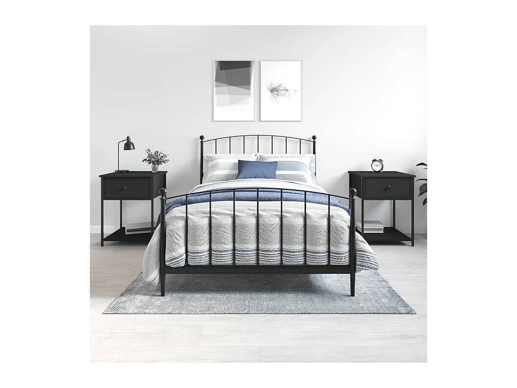 Comodini 2 pz Neri 44x45x58 cm in Legno Multistrato