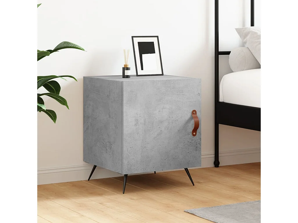 Comodino Grigio Cemento 40x40x50 cm in Legno Multistrato