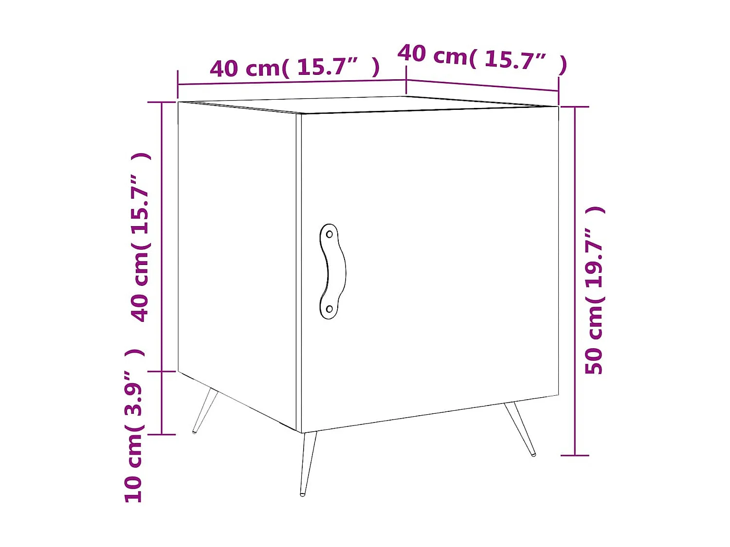 Comodino Grigio Cemento 40x40x50 cm in Legno Multistrato