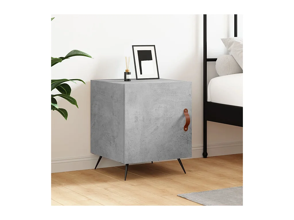Table de chevet gris béton 40x40x50 cm bois d’ingénierie
