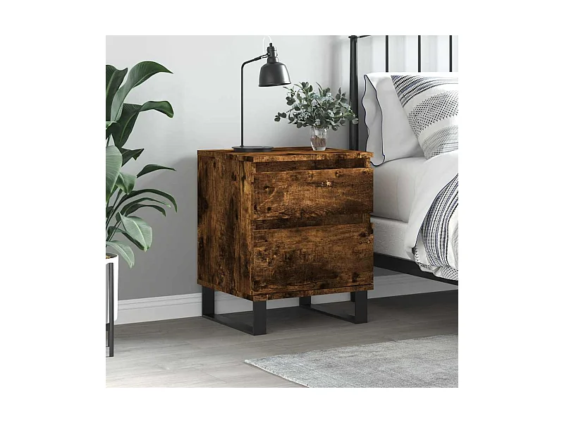 Table de chevet chêne fumé 40x35x50 cm bois d’ingénierie