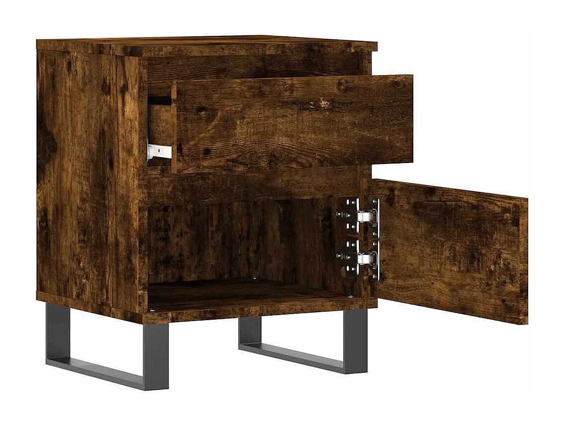 Nachtkastje 40x35x50 cm bewerkt hout gerookt eikenkleurig