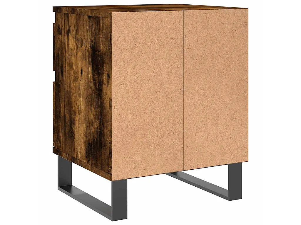 Nachtkastje 40x35x50 cm bewerkt hout gerookt eikenkleurig