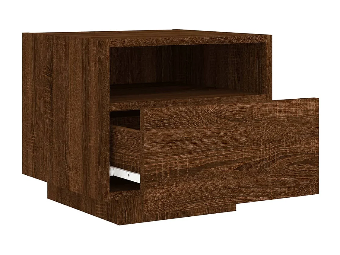 Armoires de chevet avec lumières LED 2 pcs chêne marron