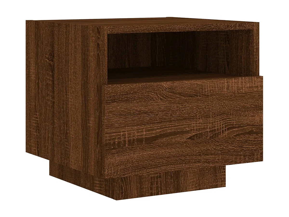 Armoires de chevet avec lumières LED 2 pcs chêne marron