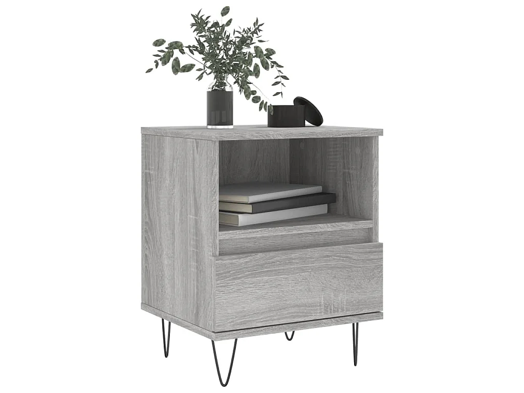 Comodino Grigio Sonoma 40x35x50 cm in Legno Multistrato