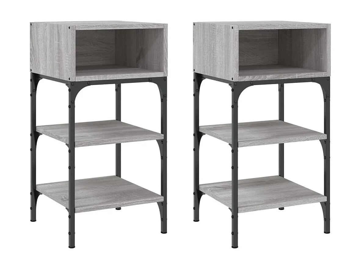 Comodini 2 pz Grigio Sonoma 35x34,5x70 cm in Legno Multistrato