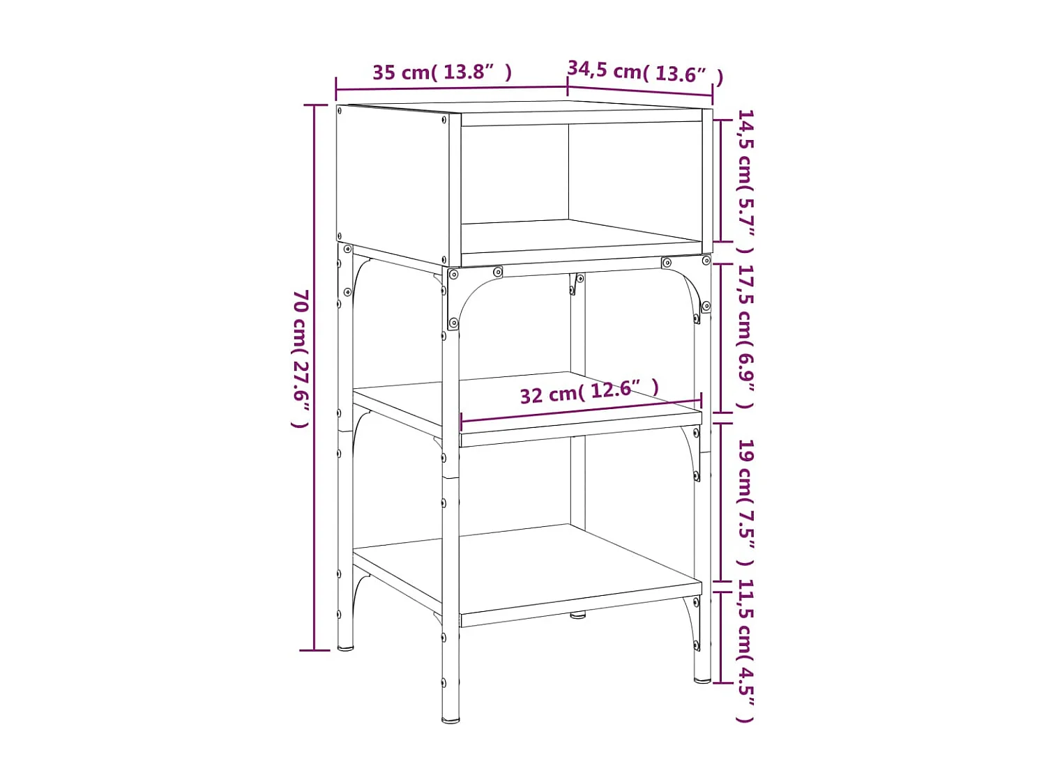 Comodini 2 pz Grigio Sonoma 35x34,5x70 cm in Legno Multistrato