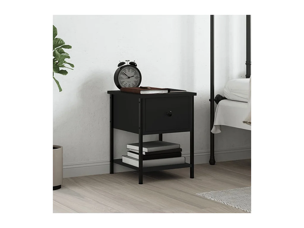 Table de chevet noir 34x35,5x45 cm bois d’ingénierie
