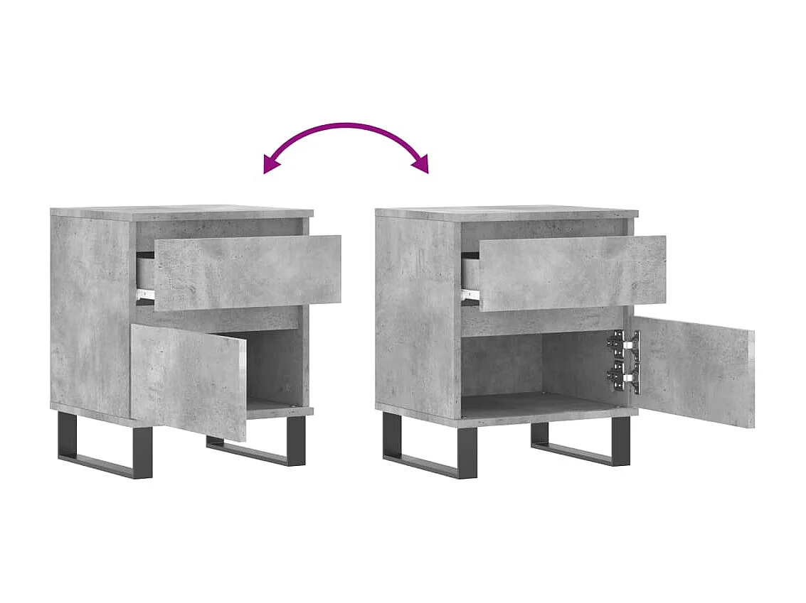 Tables de chevet 2 pcs gris béton 40x35x50 cm bois d’ingénierie