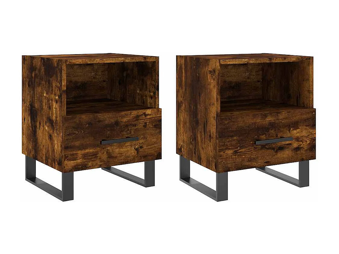 Comodini 2 pz Rovere Fumo 40x35x47,5 cm in Legno Multistrato