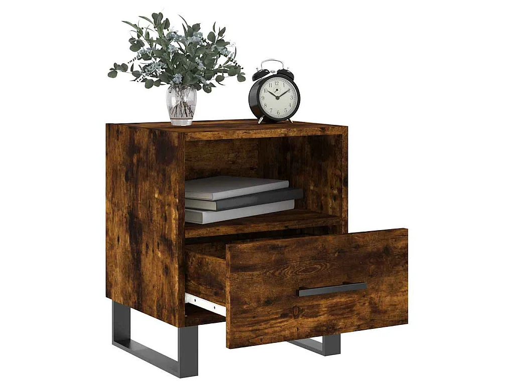 Comodini 2 pz Rovere Fumo 40x35x47,5 cm in Legno Multistrato