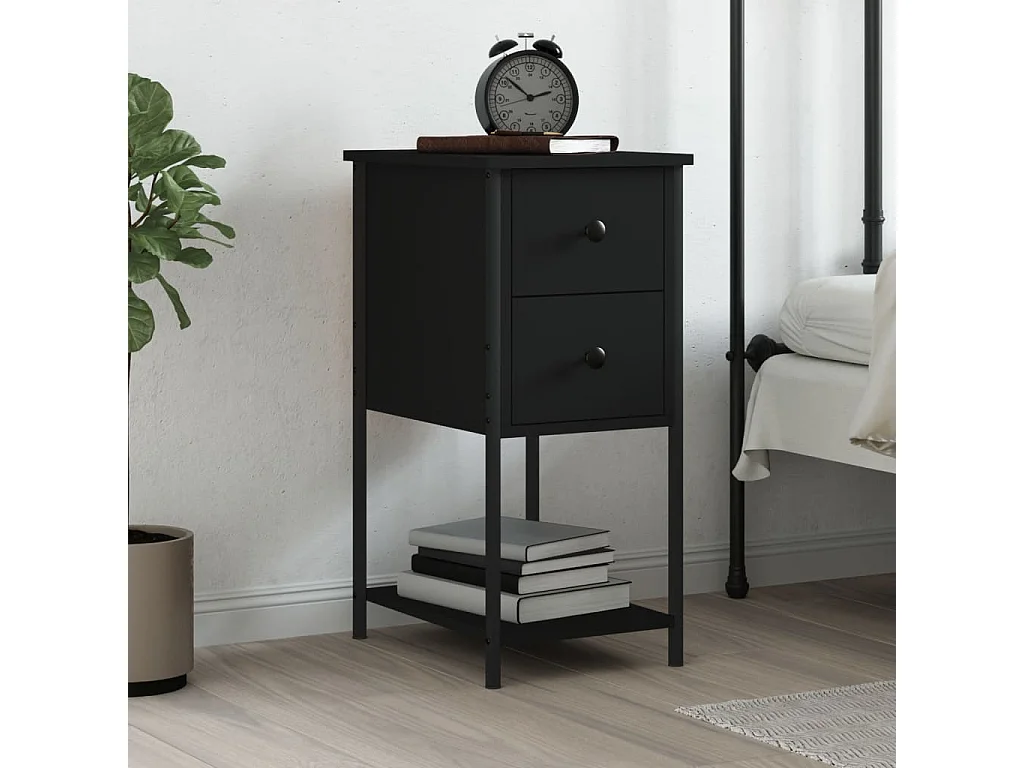 Table de chevet noir 32x42x70 cm bois d’ingénierie
