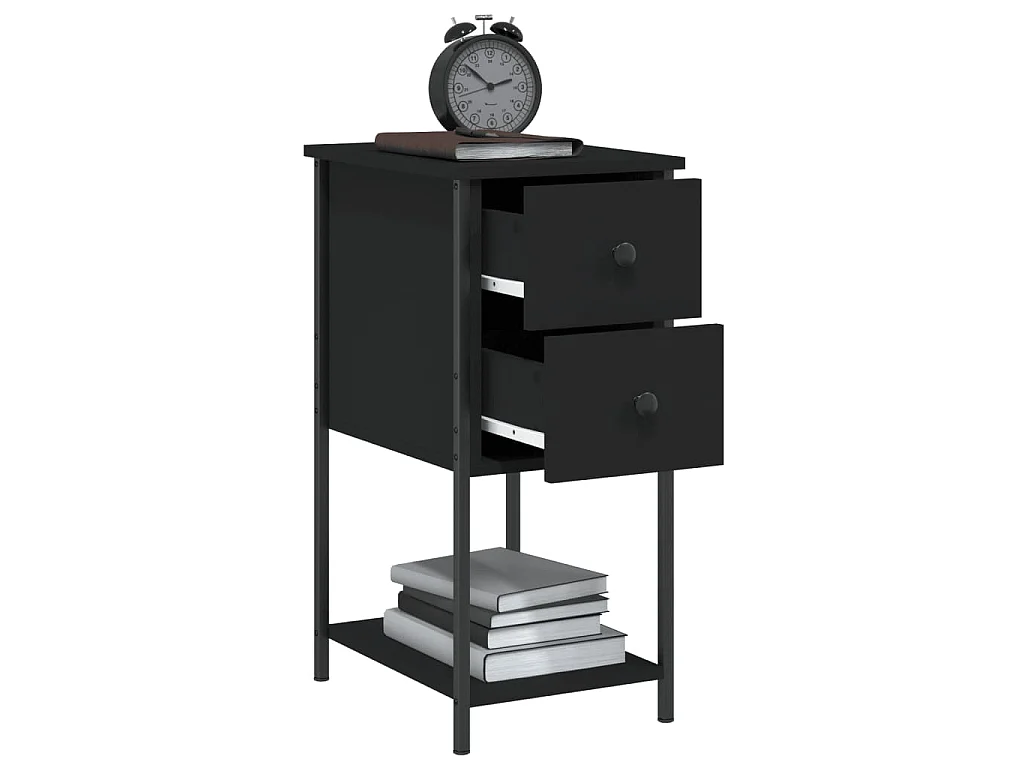 Table de chevet noir 32x42x70 cm bois d’ingénierie