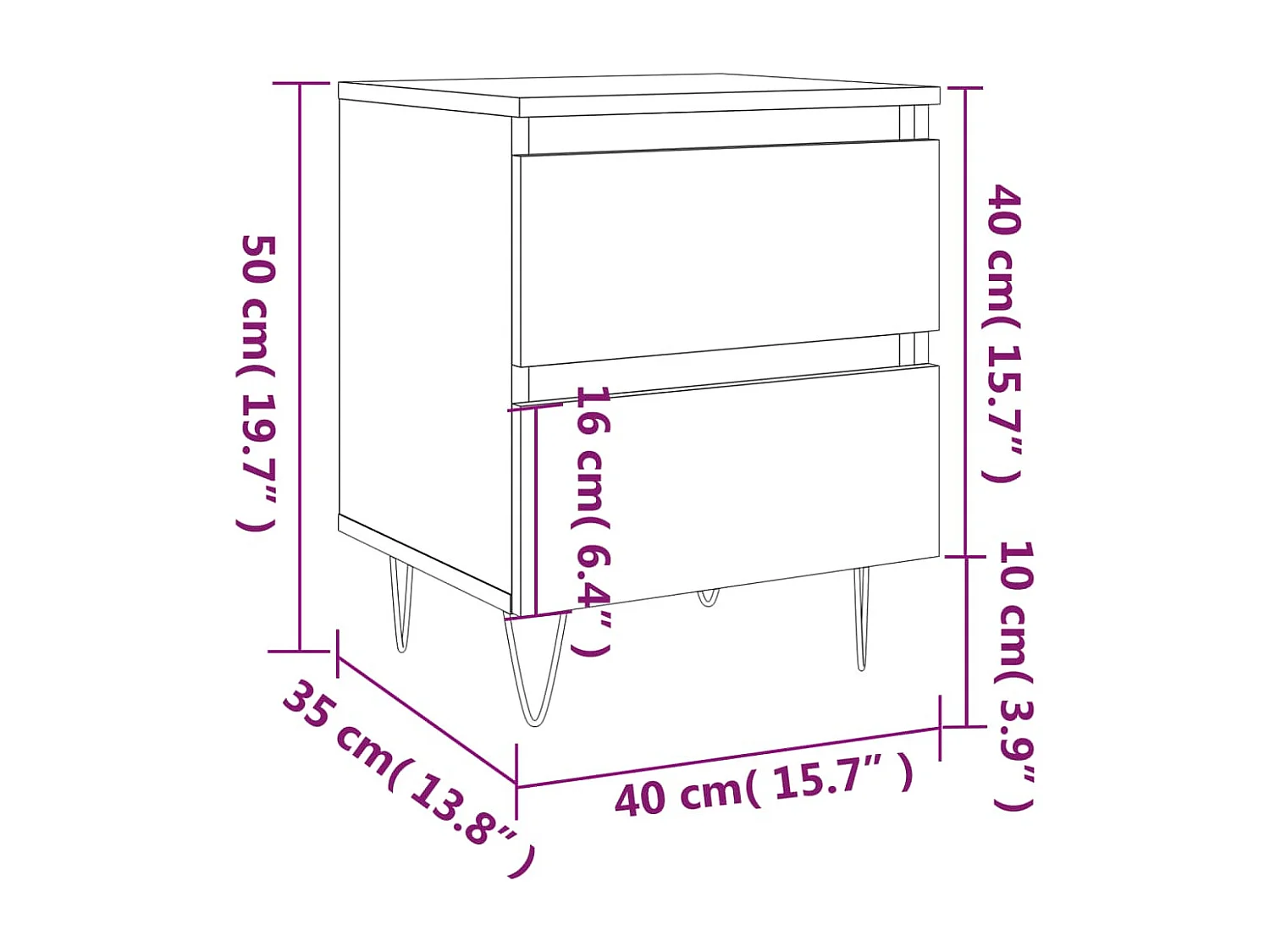 Comodini 2pz Grigio Sonoma 40x35x50 cm in Legno Multistrato