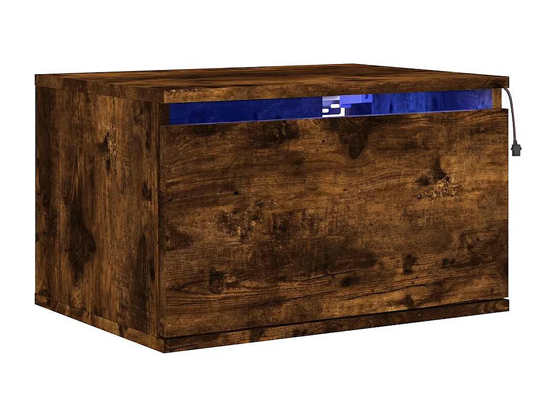 Wand-Nachttisch mit LED-Leuchten Räuchereiche