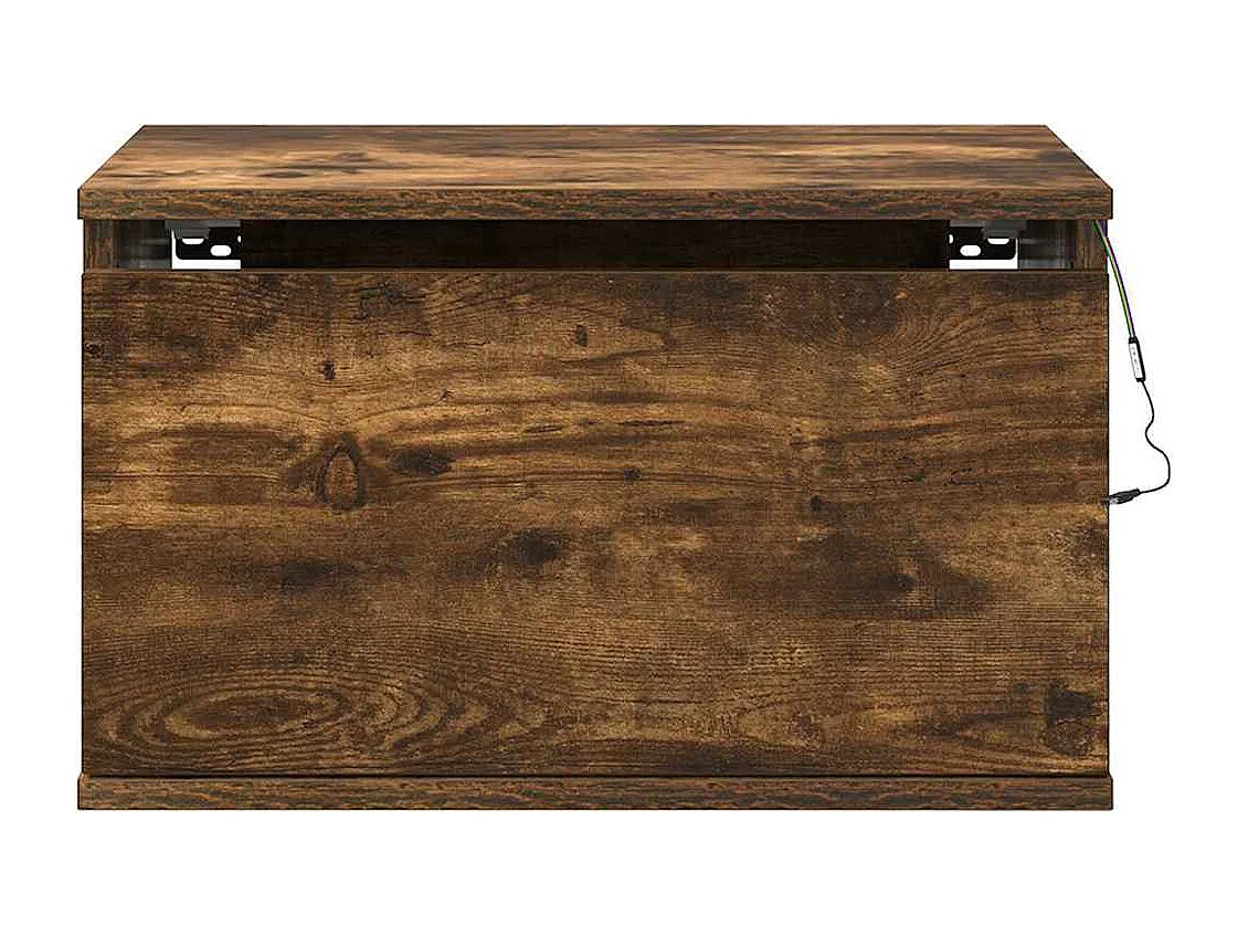 Table de chevet murale avec lumières LED chêne fumé