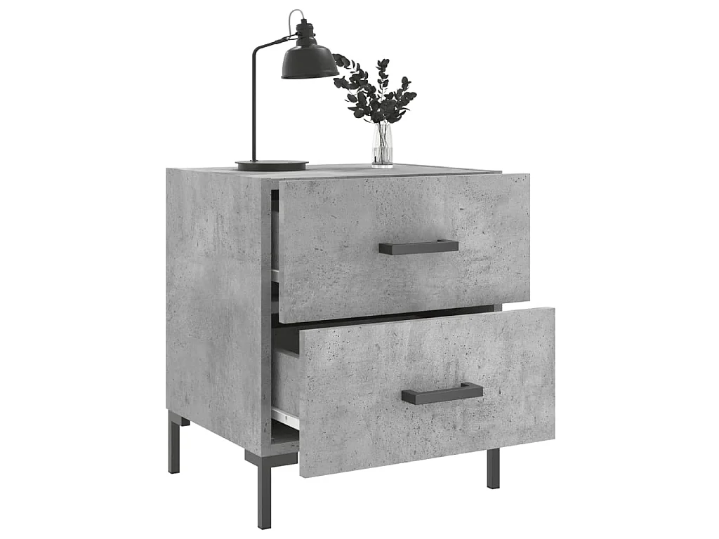 Comodino Grigio Cemento 40x35x47,5 cm in Legno Multistrato