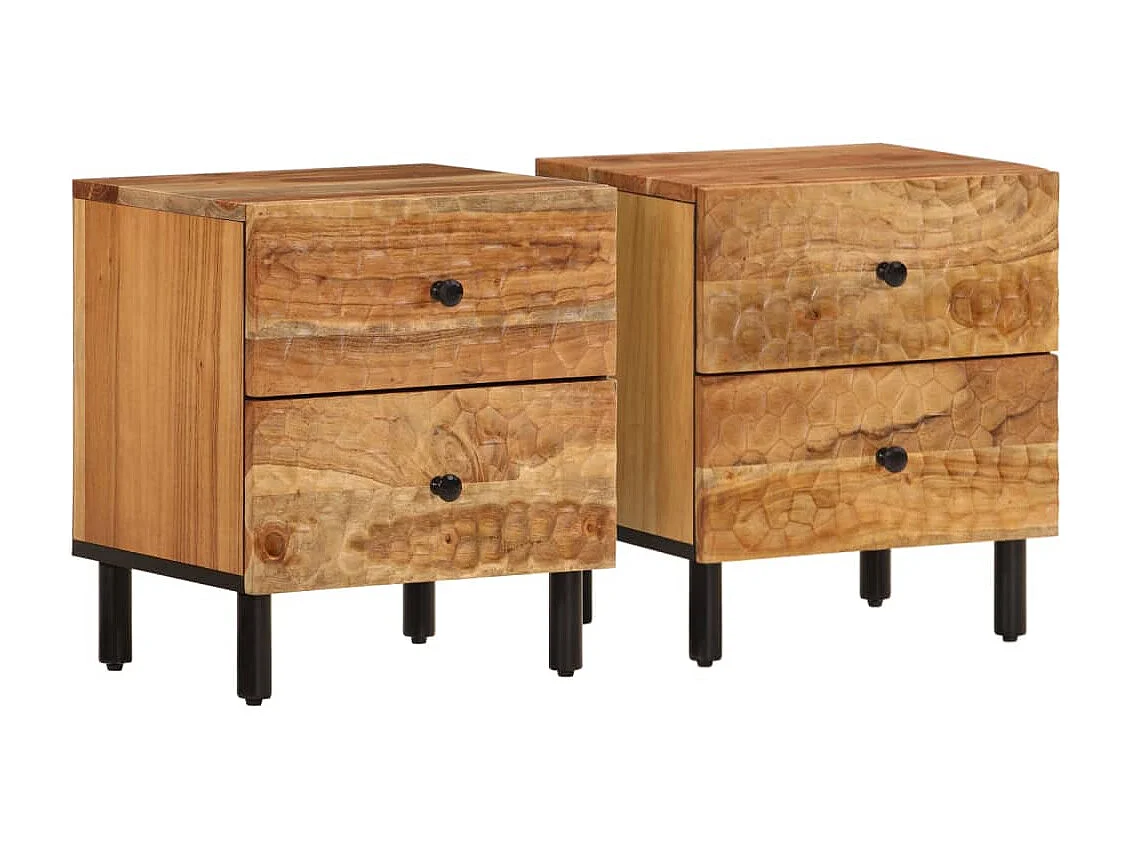 Tables de chevet 2 pcs 40x33x46 cm Bois d'acacia massif