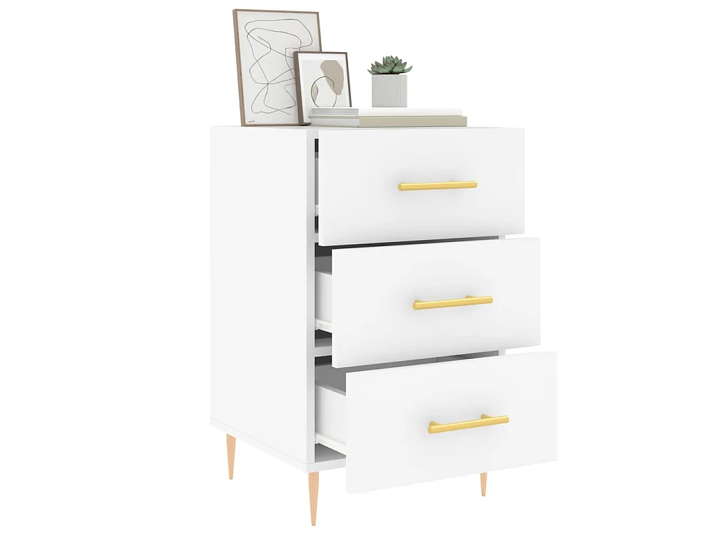 Comodino Bianco 40x40x66 cm in Legno Multistrato