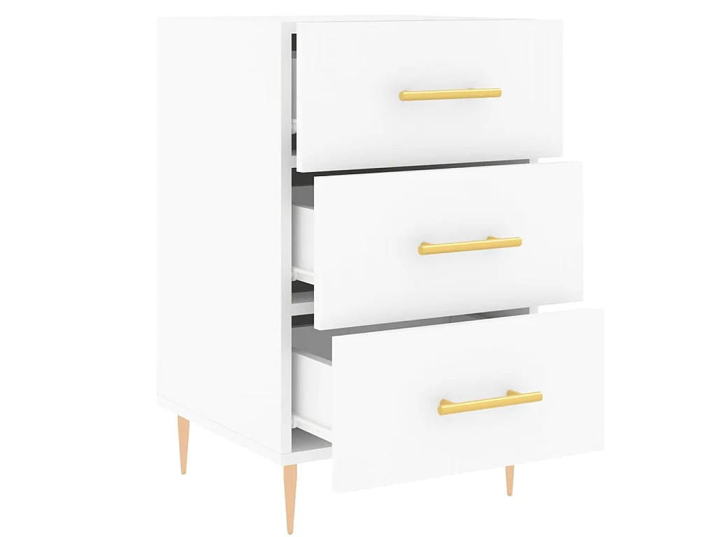 Comodino Bianco 40x40x66 cm in Legno Multistrato